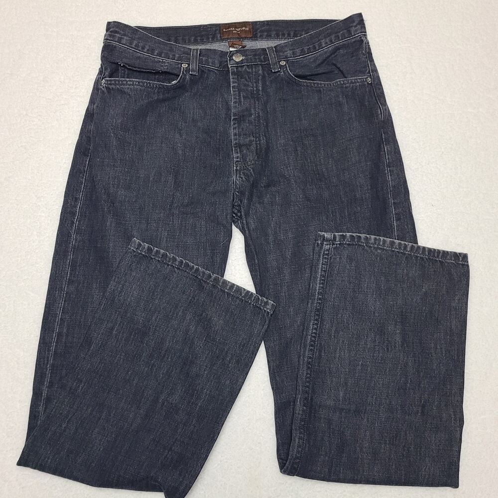 Banana‎ Republic Denim Jeans Black Women's 35/34 Button Fly Y2K